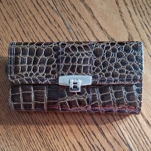Maurices Crocodile Embossed Brown Wallet